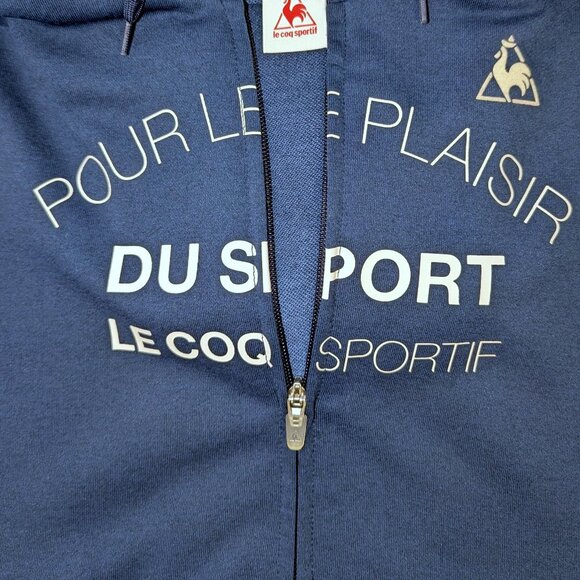 Le Coq Sportif | Navy Blue Spell Out French Active Zip Up Hoodie | Size Large - Picture 9 of 14